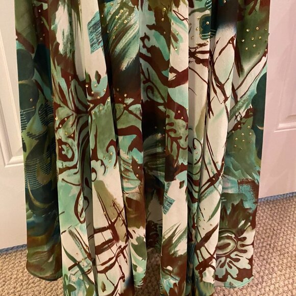 Robbie Bee Vintage Y2K 90’s Teal Paisley Fit & Flare Flowy Dress Size 16 - Picture 9 of 13